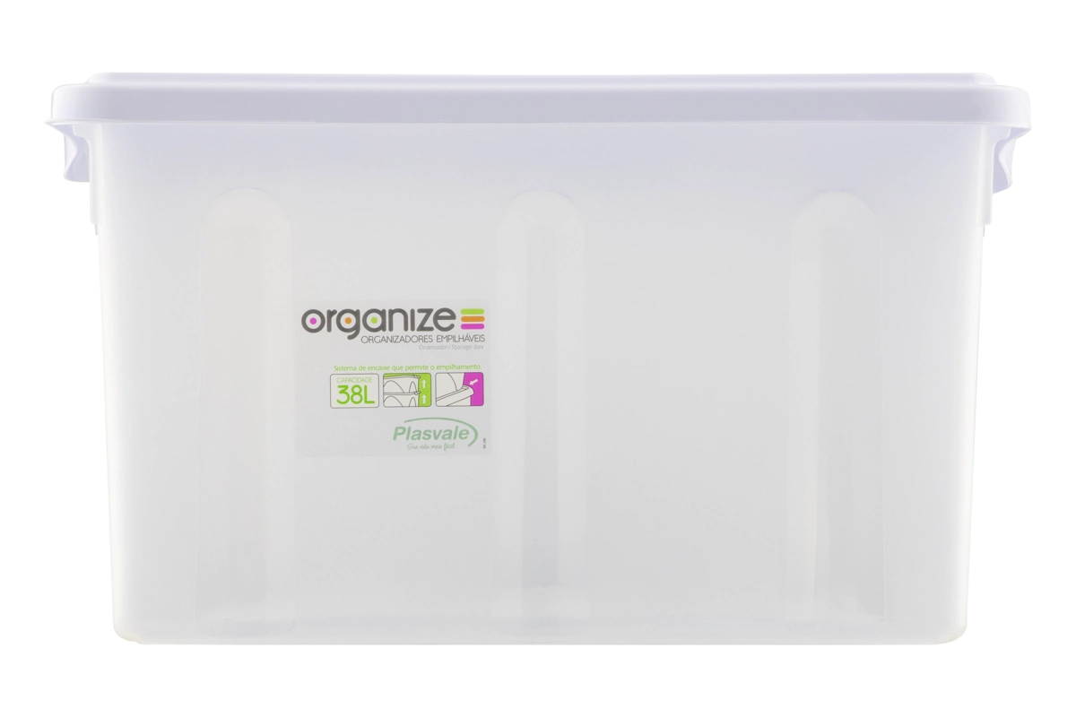 Caixa Organizadora Branca Empilhável 38l Plasvale Organize