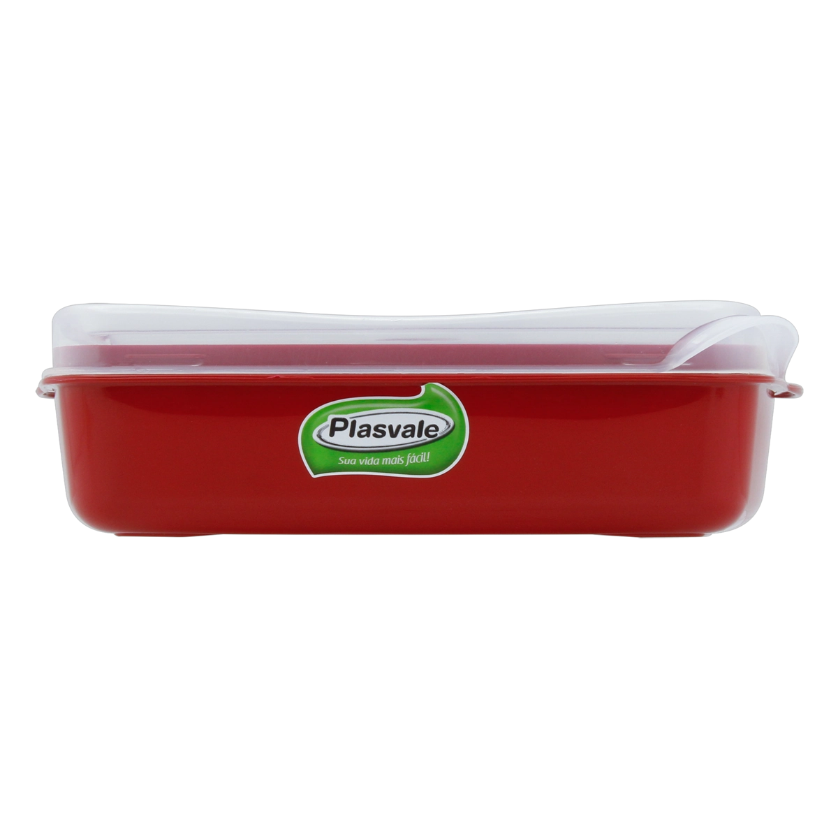 Pote Plástico Vermelho Retangular 1,2l Plasvale
