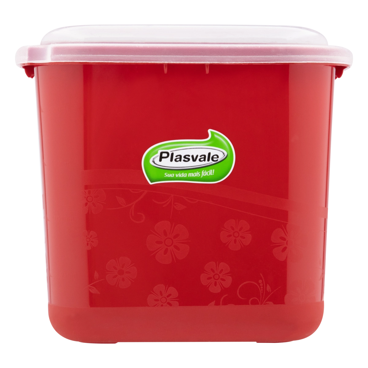 Pote Plástico Vermelho Quadrado 2,6l Plasvale