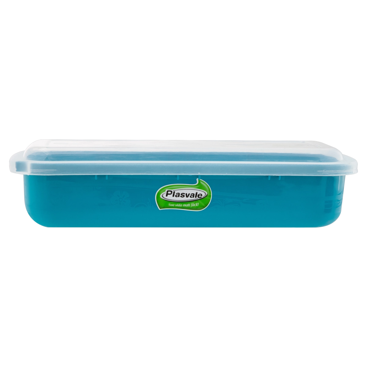 Pote Plástico Azul Retangular 1,2l Plasvale