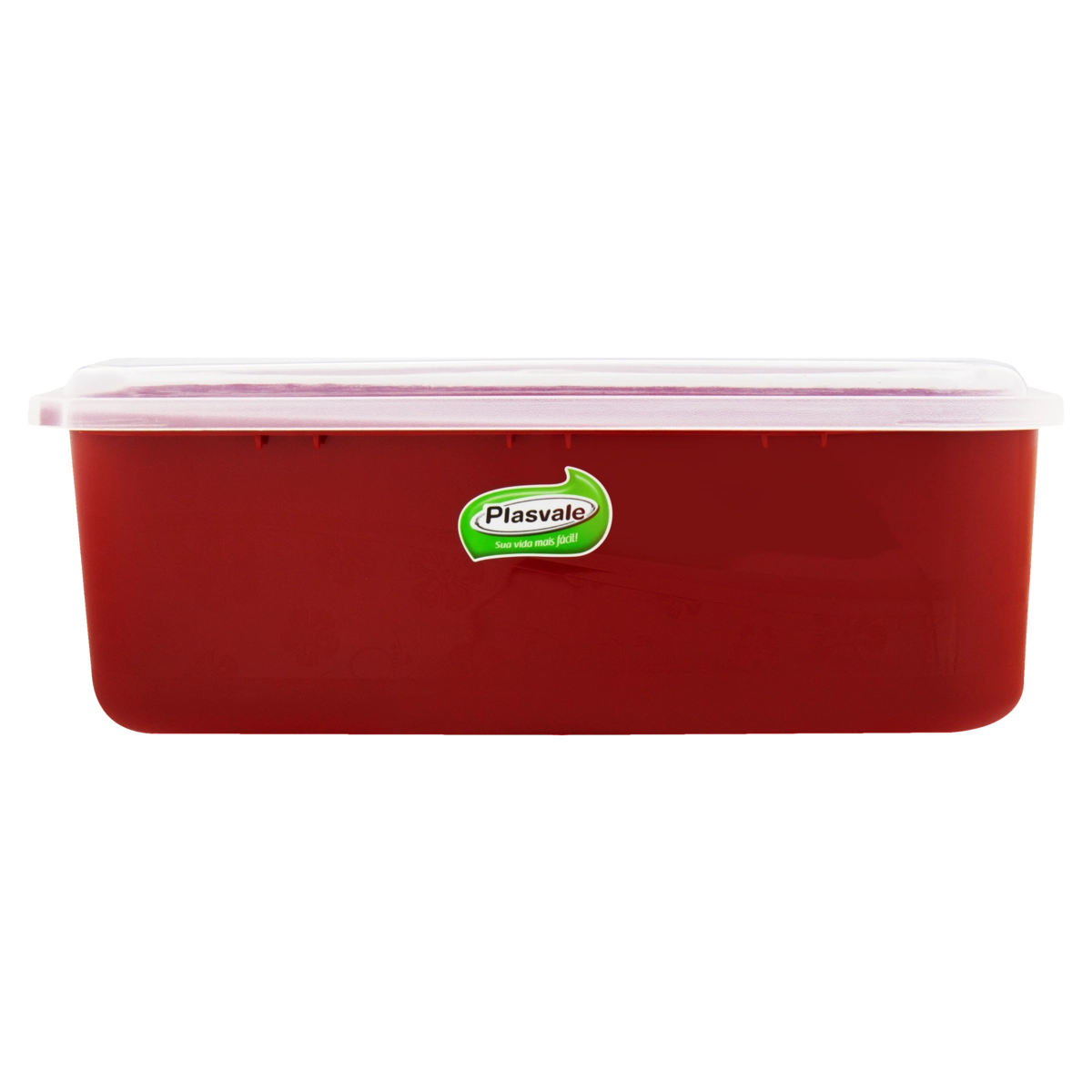Pote Plástico Vermelho Retangular 3,7l Plasvale