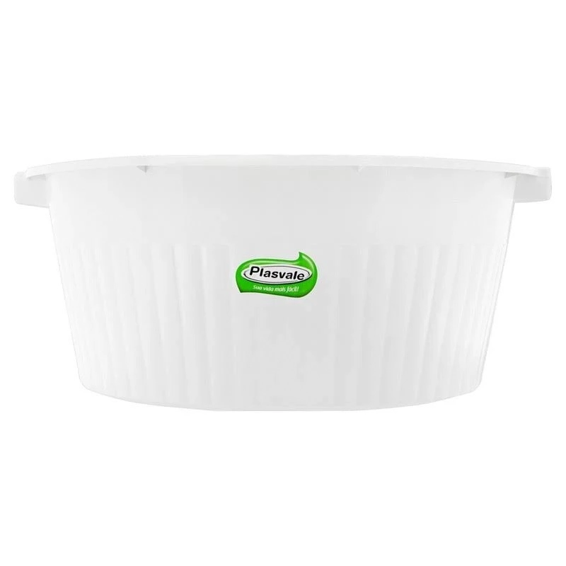 Bacia Plástica Branca Canelada 34l Plasvale