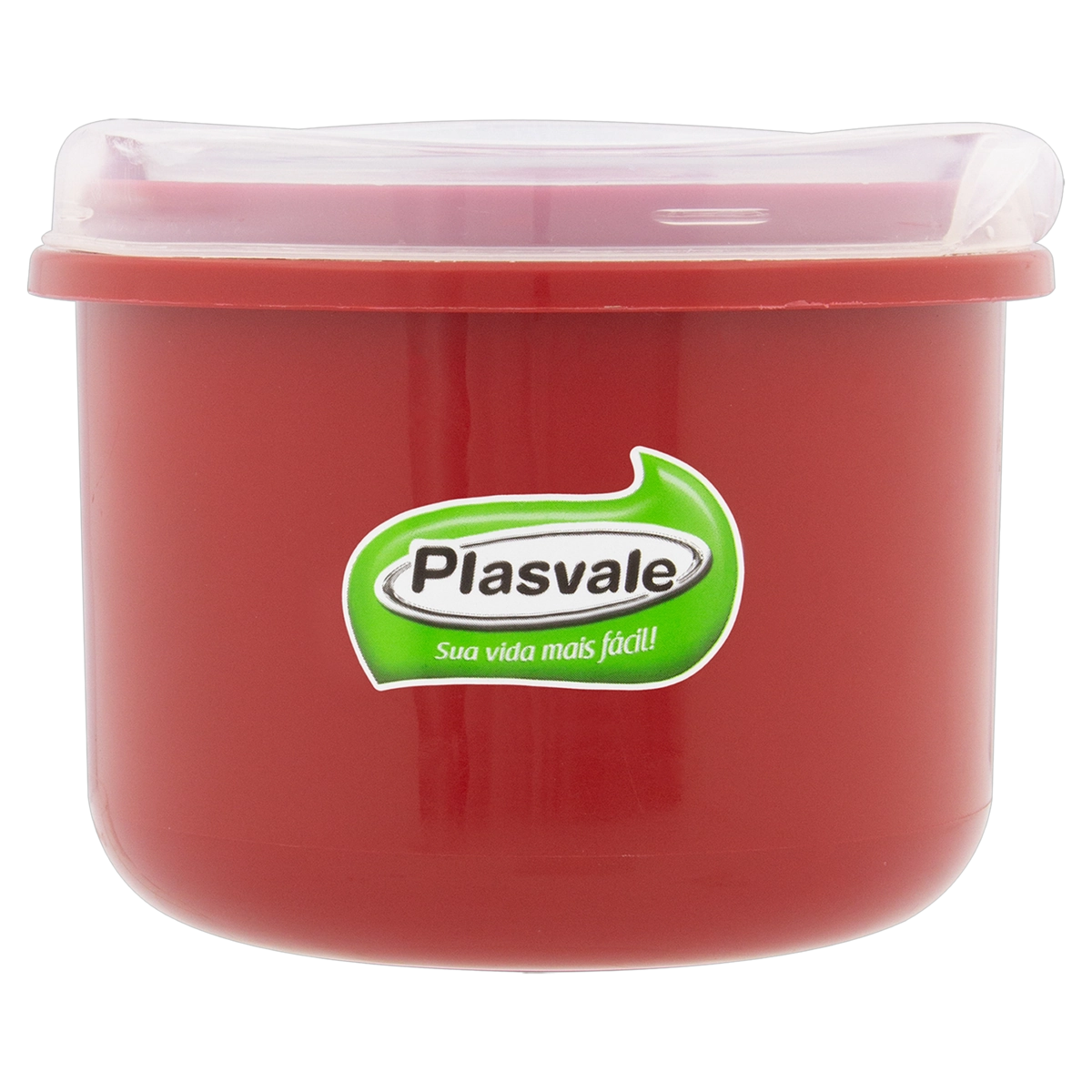 Pote Com Tampa Plástico Vermelho 0,6l Plasvale