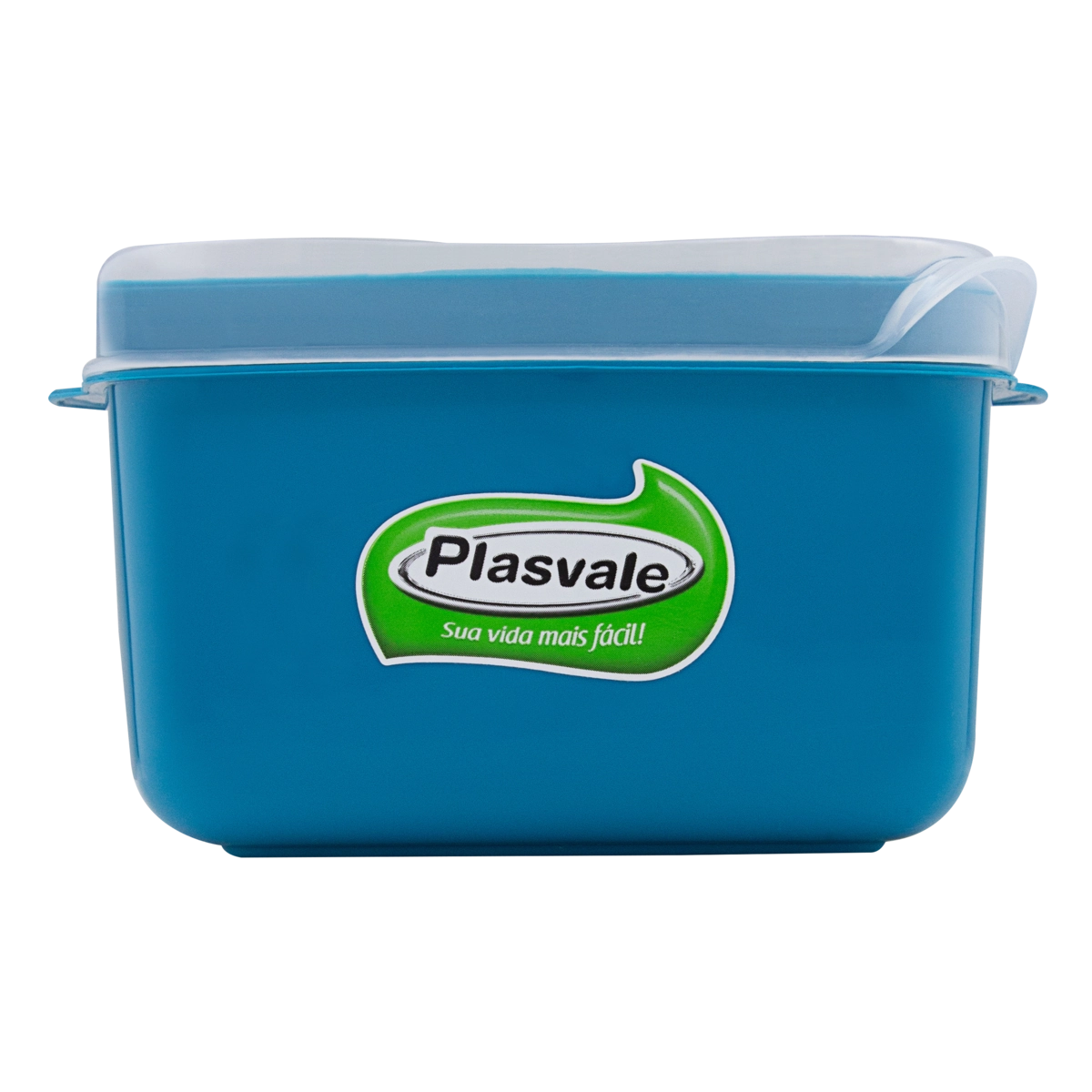 Pote Com Tampa Plástico Azul Quadrado 0,6l Plasvale