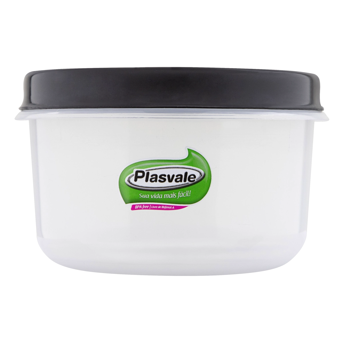 Pote Plástico Preto Redondo 1,25l Plasvale
