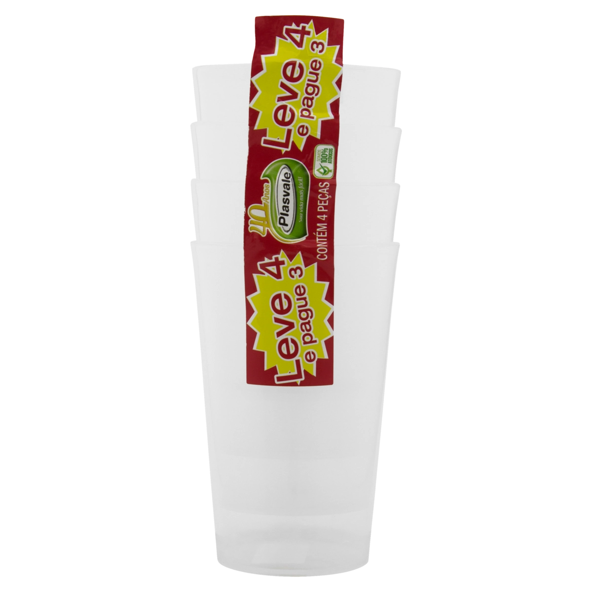 Copo Plástico Branco Plasvale Leve 4 Pague 3 Unidades