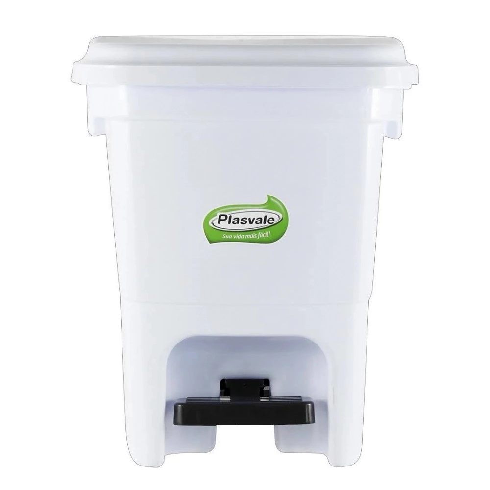 Lixeira Com Pedal Branca Plasvale
