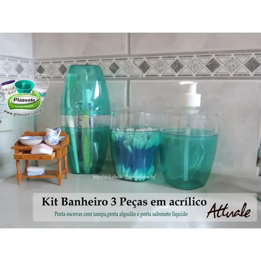 Kit Banheiro Plasvale Azul 3pcs