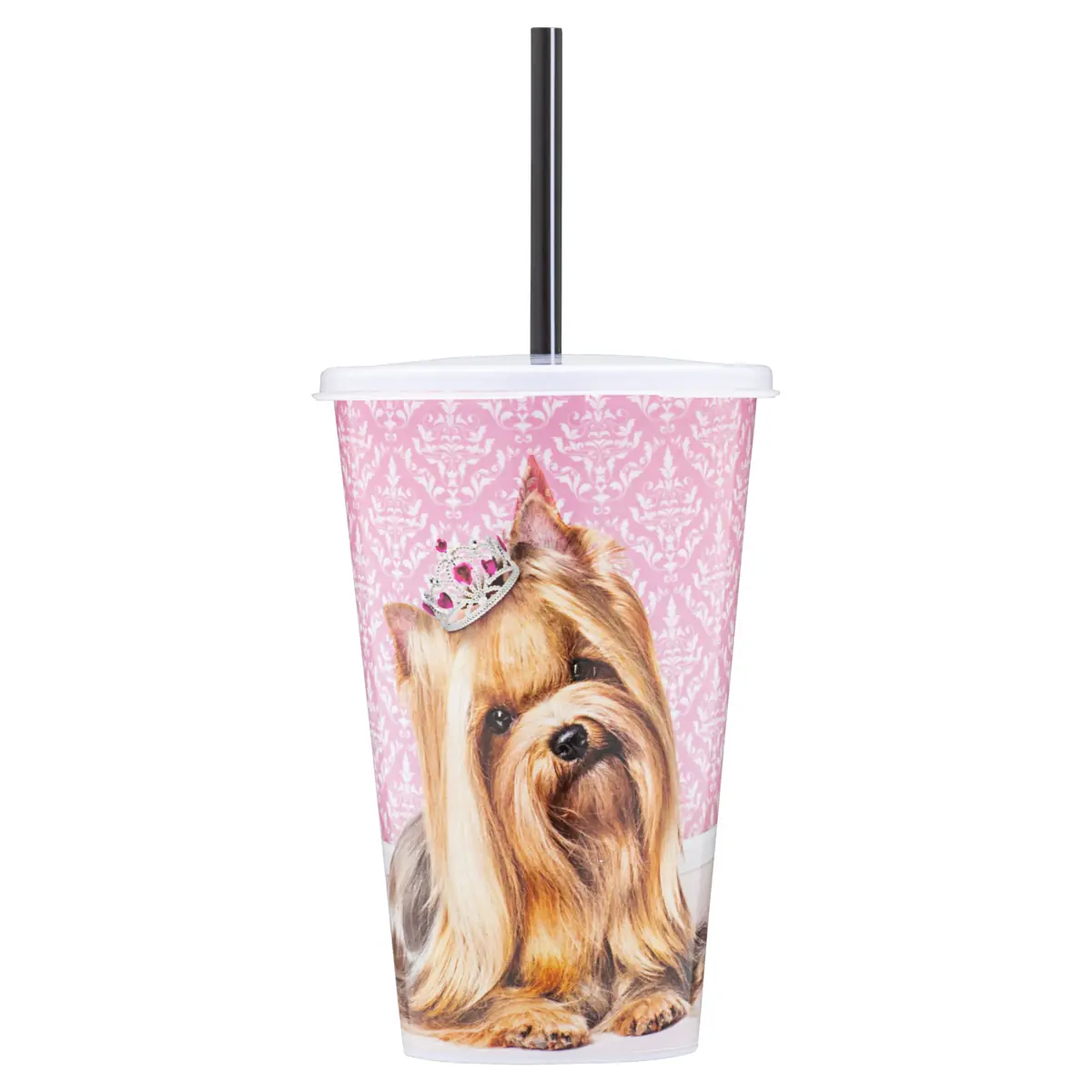 Copo Plástico Com Canudo Cachorro 520ml Plasvale