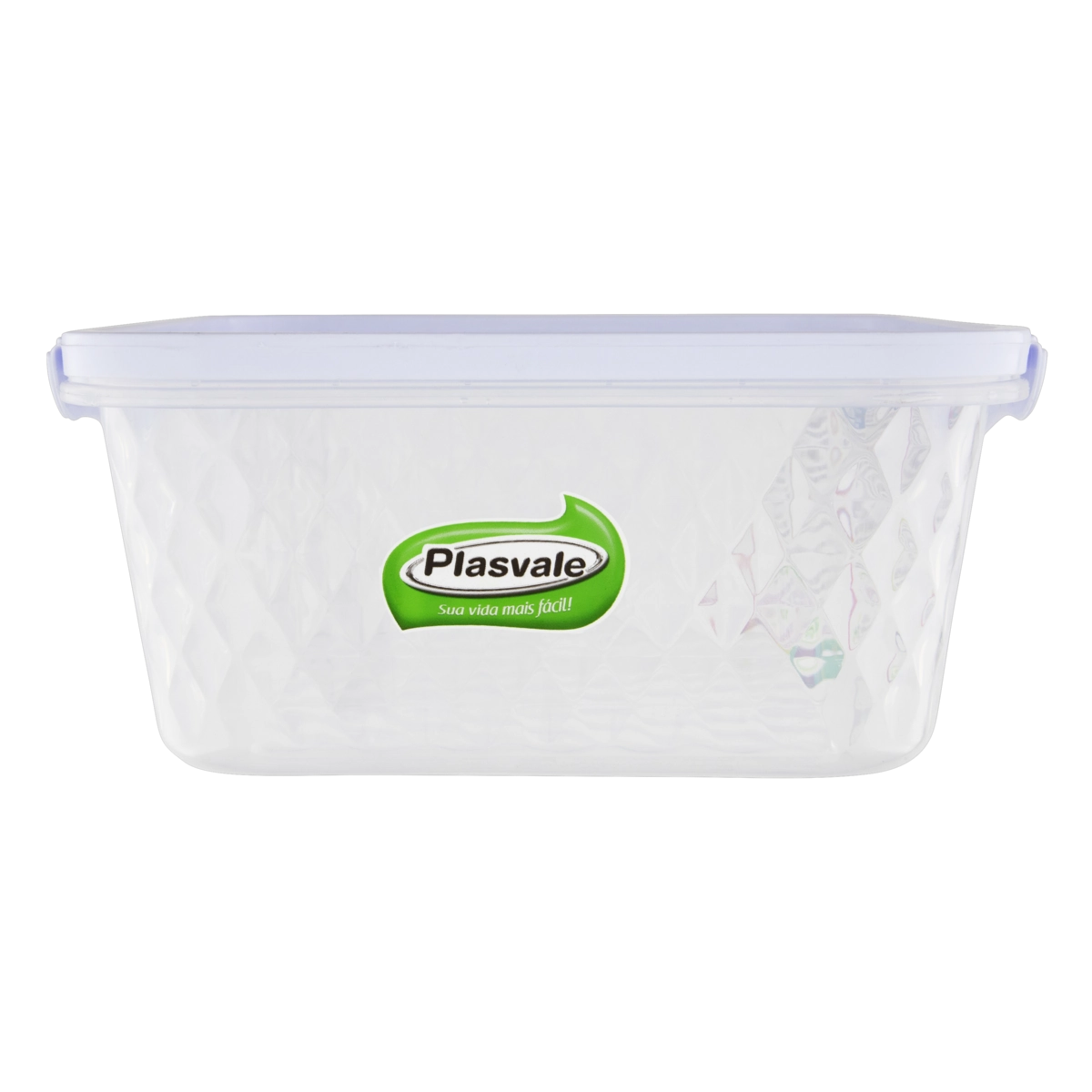 Pote Plástico Com Trava Branco Quadrado 1,7l Plasvale Cristal