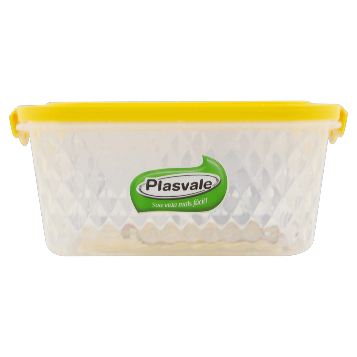 Pote Plástico Com Trava Amarelo Quadrado 1l Plasvale Cristal
