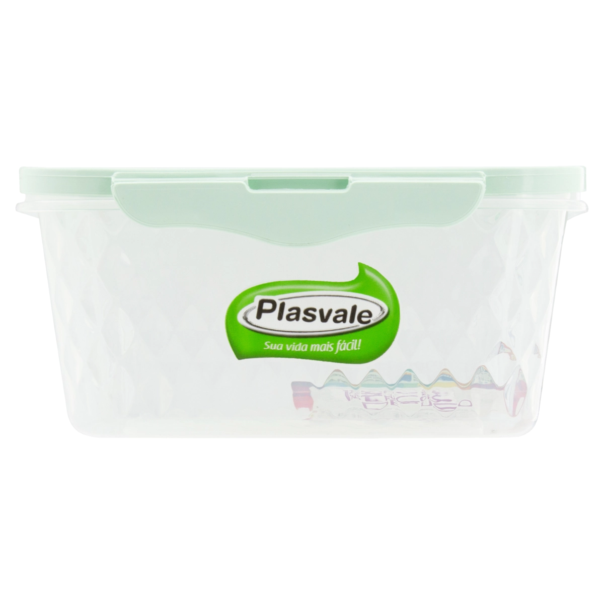 Pote Plástico Com Trava Verde Quadrado 1l Plasvale Cristal