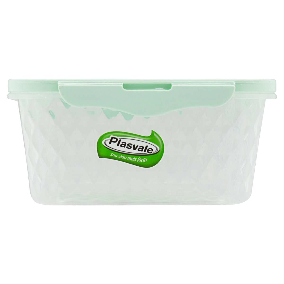 Pote Plástico Com Trava Verde Quadrado 1,7l Plasvale Cristal