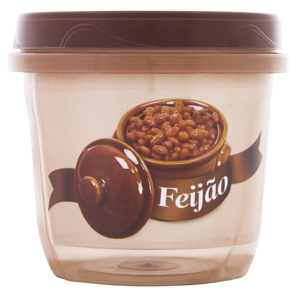 Pote Plástico Marron Redondo Feijão 750ml Plasvale