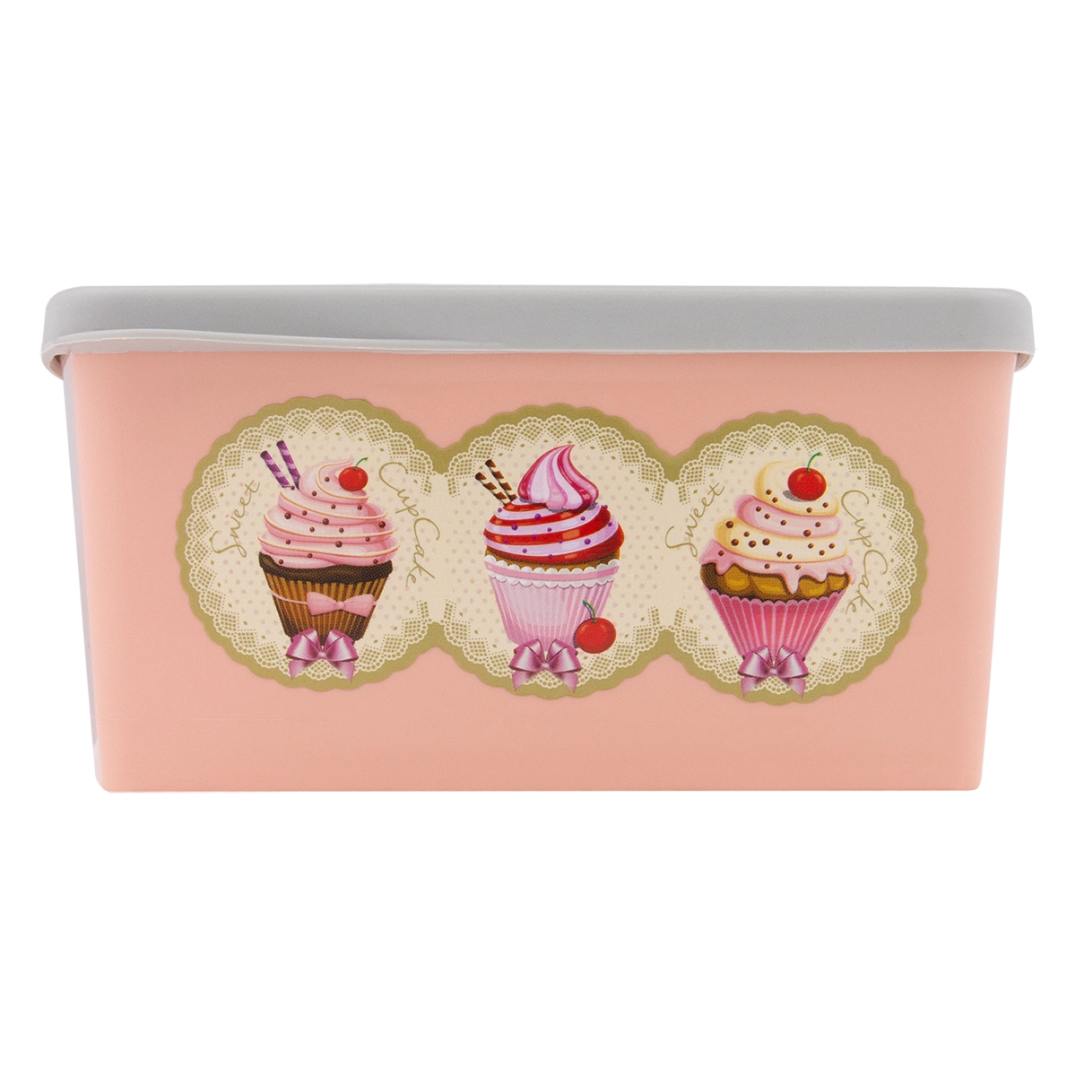 Pote Plástico Rosa Quadrado Sorvete 500ml Plasvale
