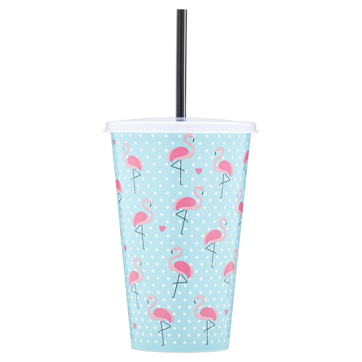 Copo Plástico Com Canudo Flamingo 520ml Plasvale