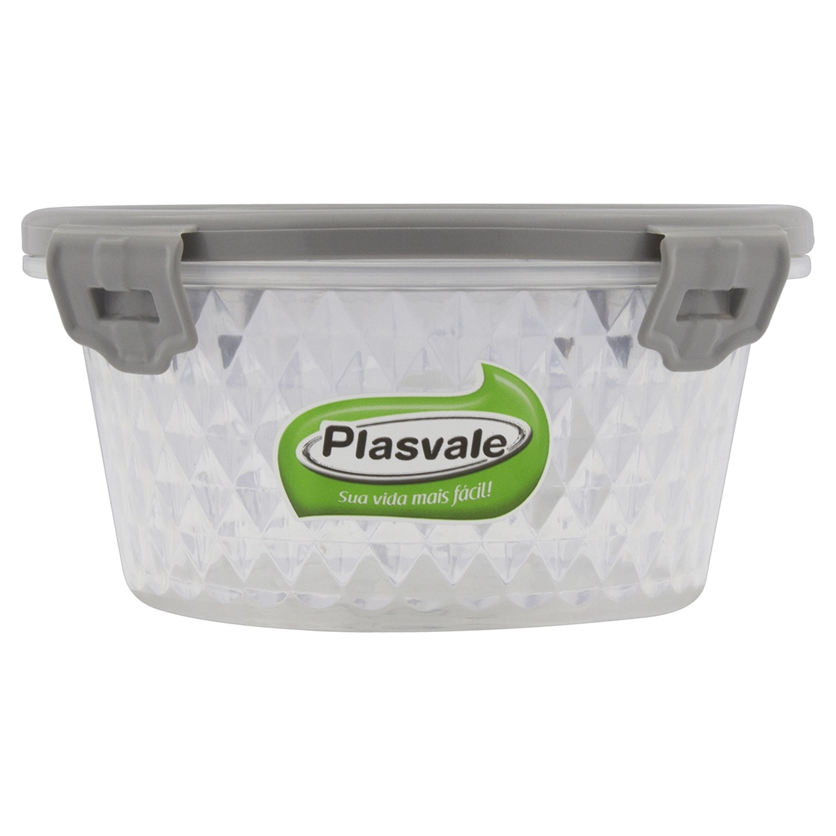 Pote Plástico Cinza Redondo 0,55l Plasvale Cristal