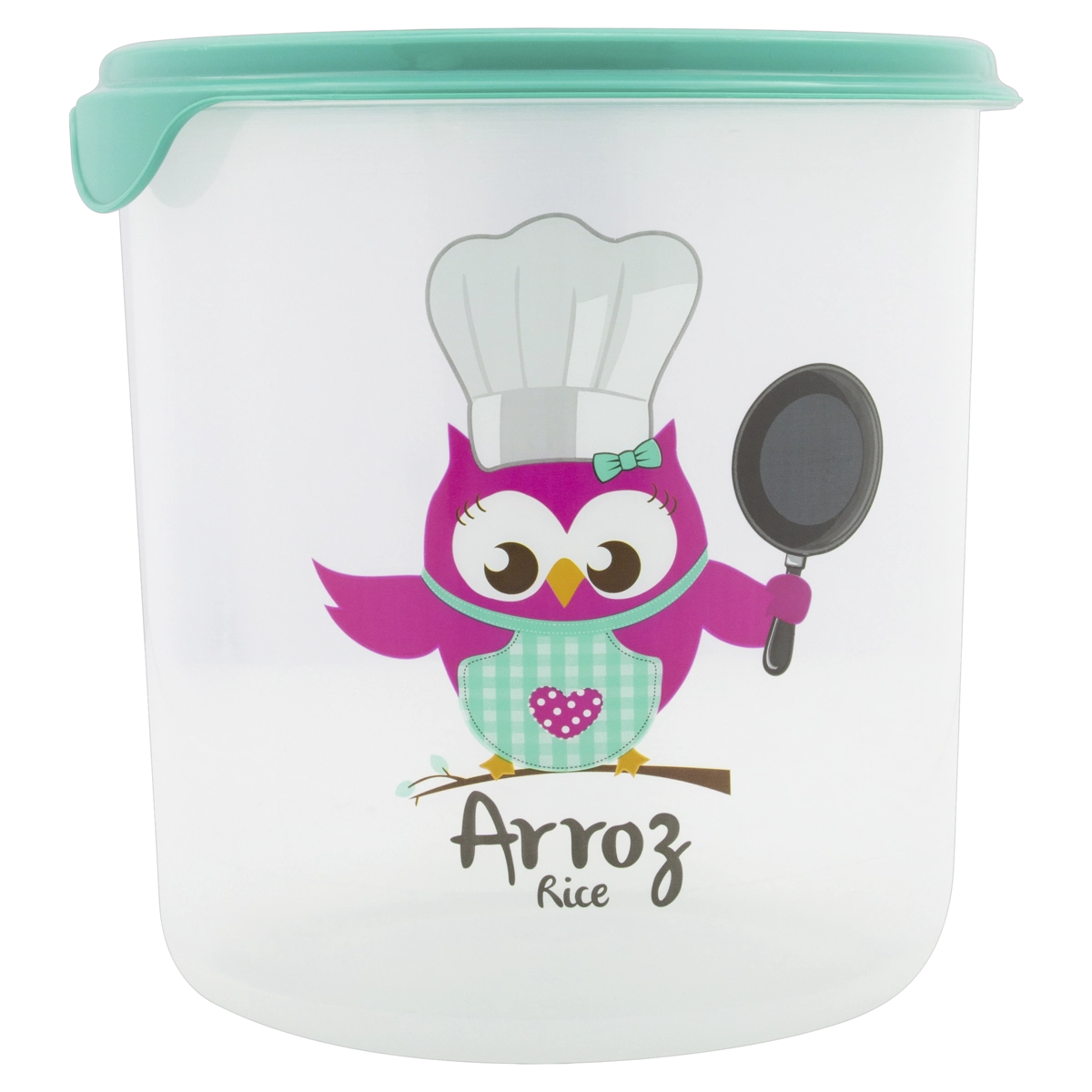 Pote Plástico Verde Redondo Coruja Arroz 4,1l Plasvale