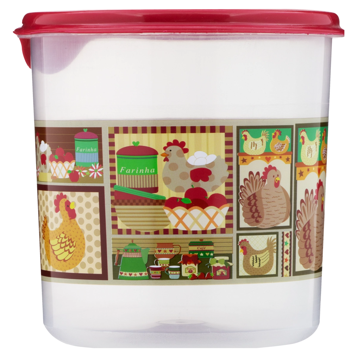 Pote Plástico Vermelho Redondo 2,3l Plasvale