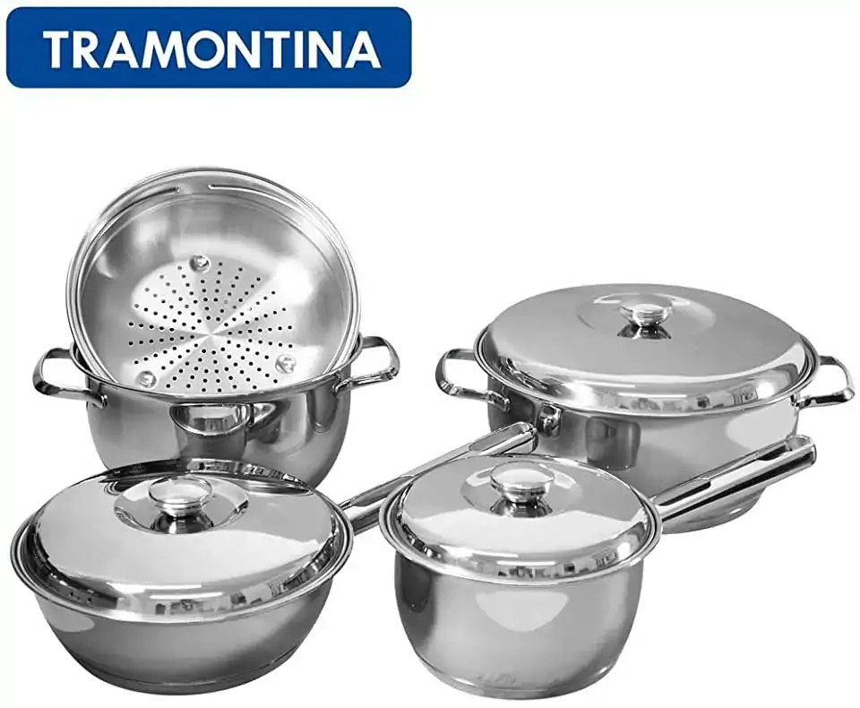 Tramont.conj.de Panelas Aco Inox C/5 Pcs