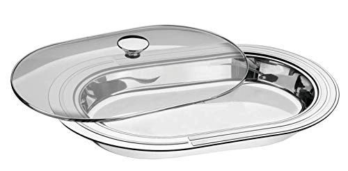 Travessa Funda Aço Inox com Tampa Ciclo