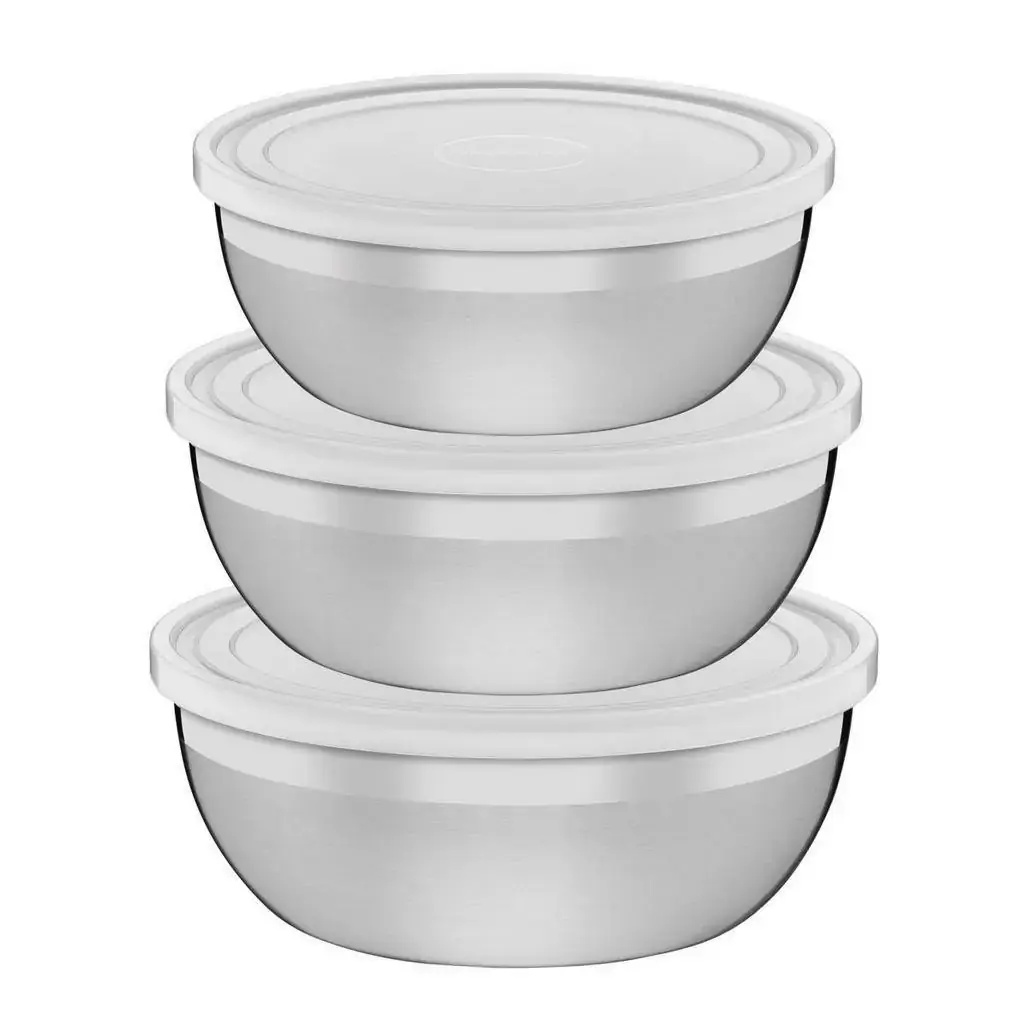Jogo de Potes Tramontina Freezinox em Aço Inox com Tampa Plástica 3 Peça