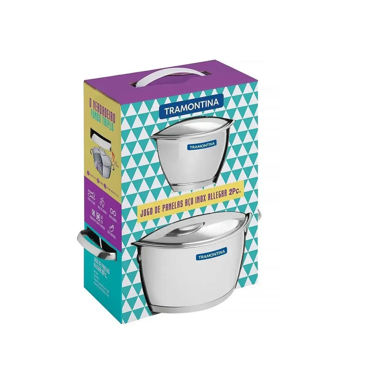 Panela Tram.aco Inox Allegra 2pcs 2/1un