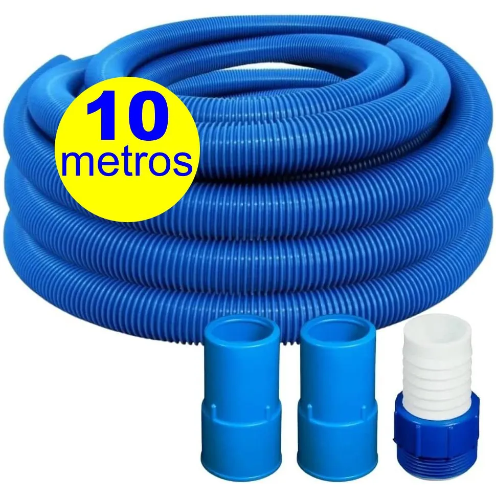 Mangueira Piscina Flutuante 10m + 2 Ponteiras + 1 Adaptador