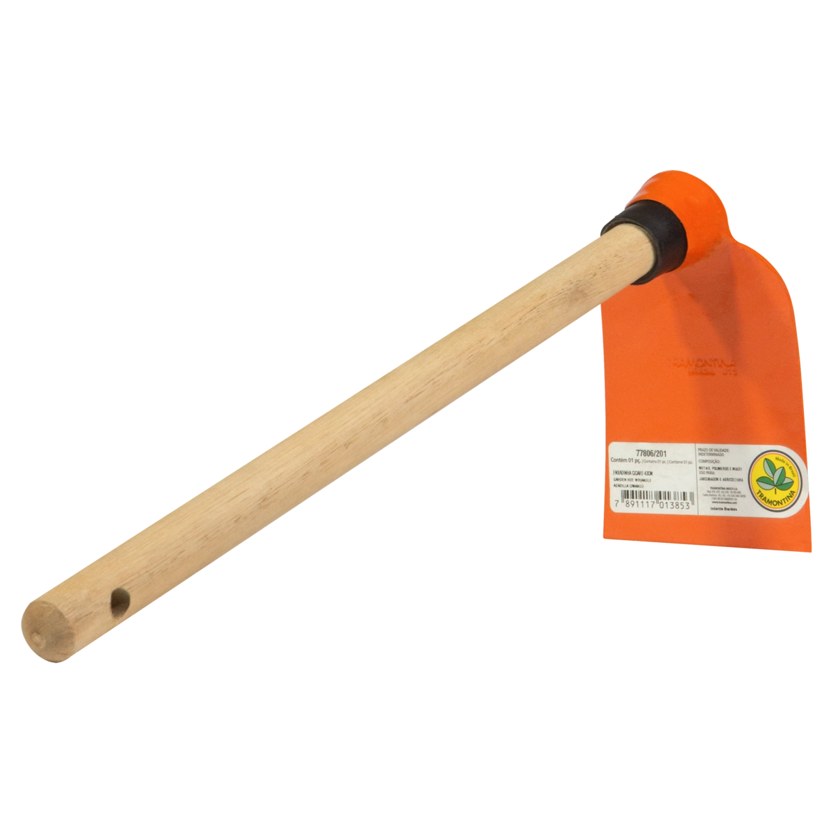 Enxadinha com Cabo de Madeira 60cm Laranja
