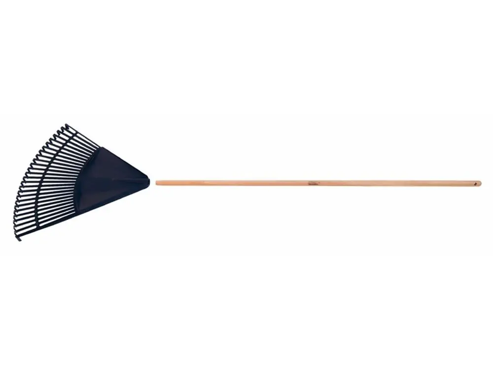 Vassoura Plastica Preta 26 Dentes Com Cabo De Madeira De 120 Cm Desmontado Para Jardim Tramontina