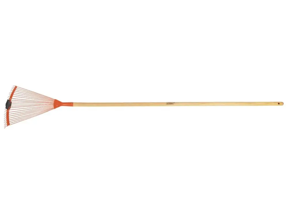 Vassoura Metalica Regulavel 22 Dentes Com Cabo De Madeira De 120 Cm Para Jardim Tramontina