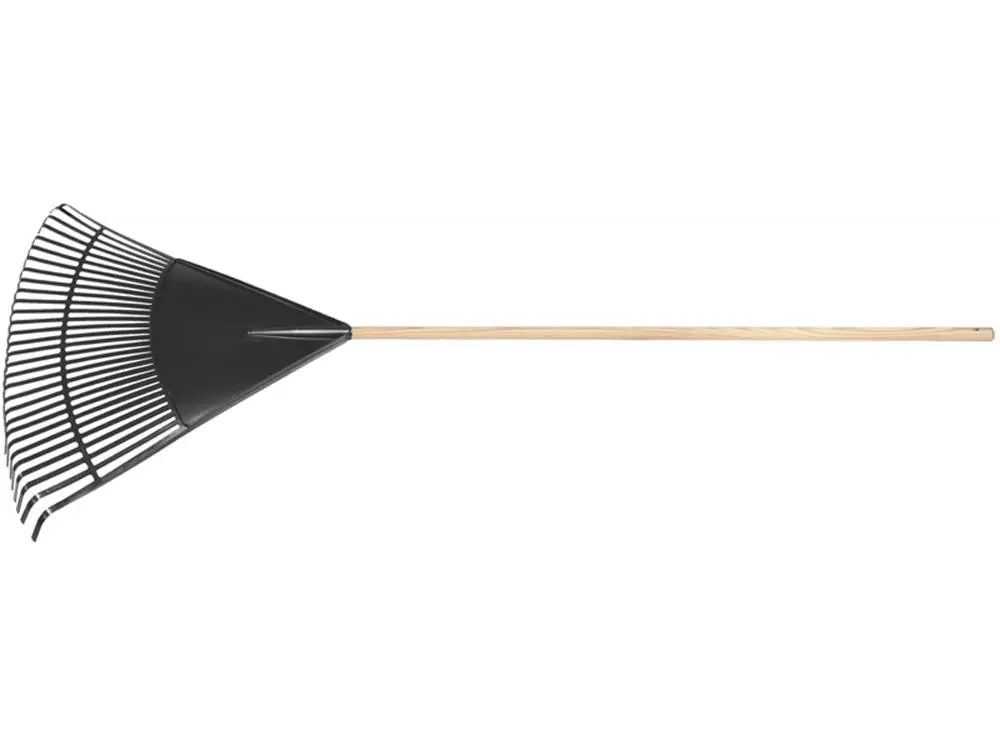 Vassoura Plastica Preta 30 Dentes Com Cabo De Madeira De 120 Cm Desmontado Para Jardim Tramontina