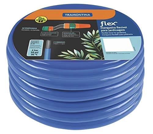 Mangueira Flex Tramontina Azul PVC Engate Rosqueado e Esguicho 20m