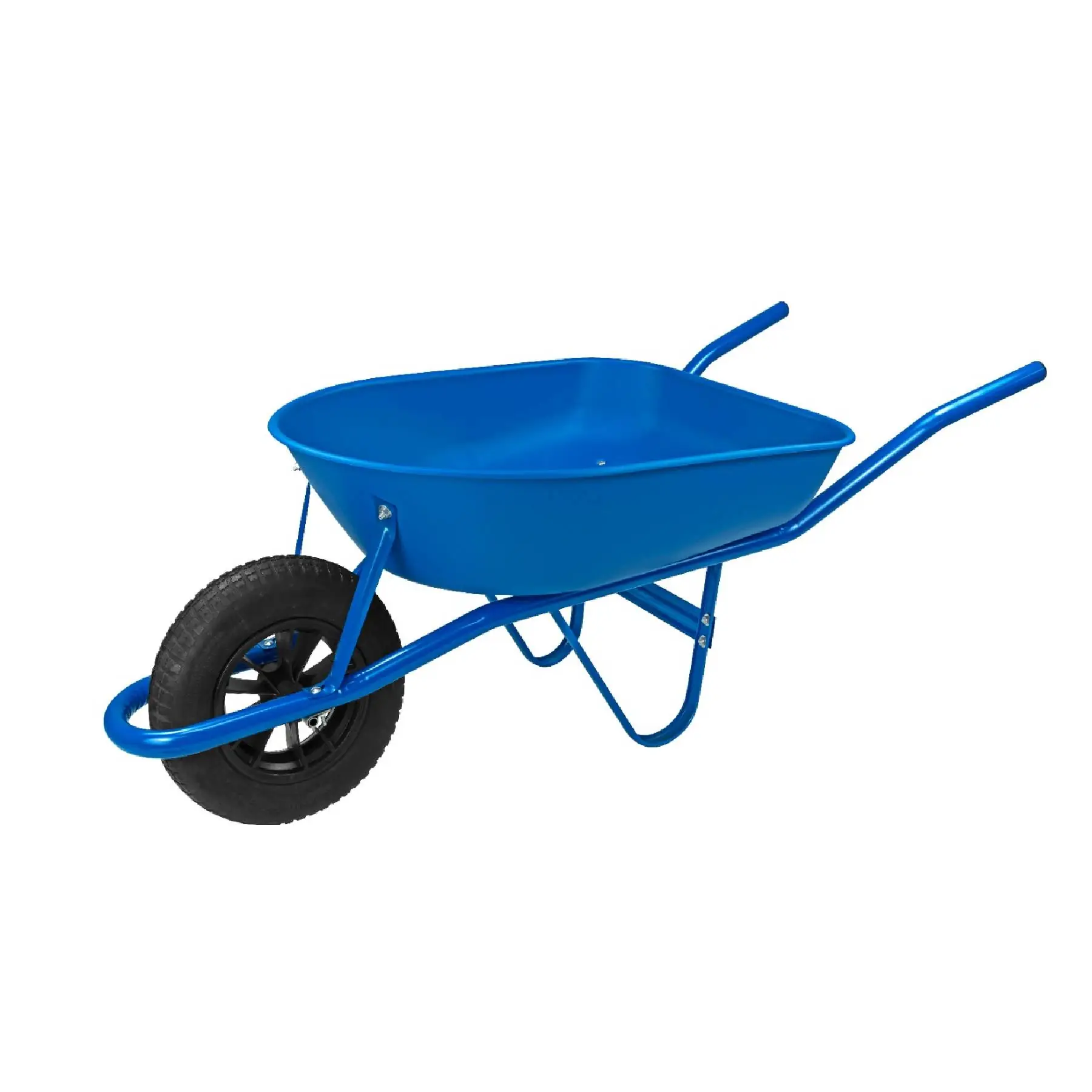 Carrinho de Mão Metálico com Caçamba de Plástico Rasa Azul 50L Tramontina
