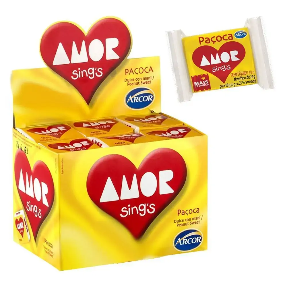 Paçoca Arcor Amor Sings Pacote 18g