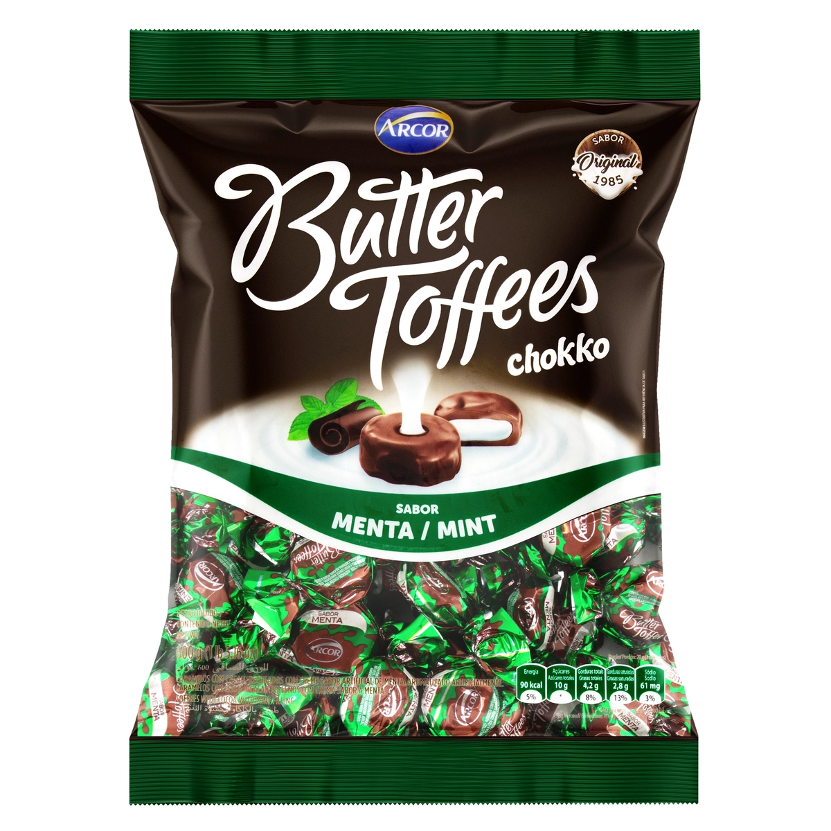Bala De Caramelo Menta Butter Toffees Chokko Pacote 600g