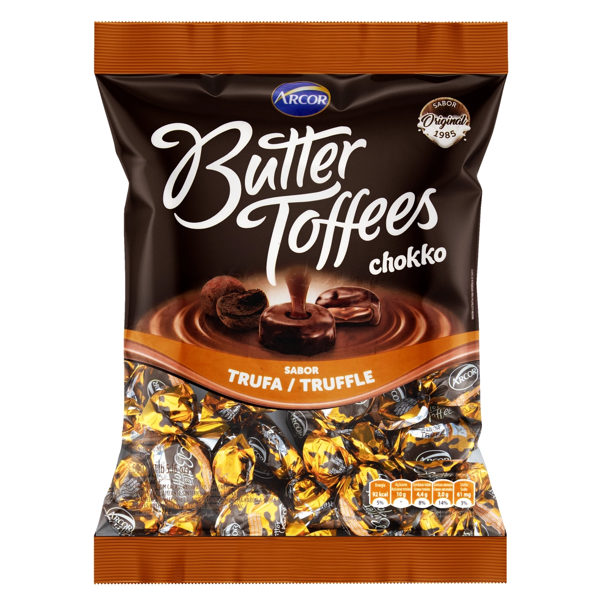 Bala De Caramelo Trufa Butter Toffees Chokko Pacote 600g