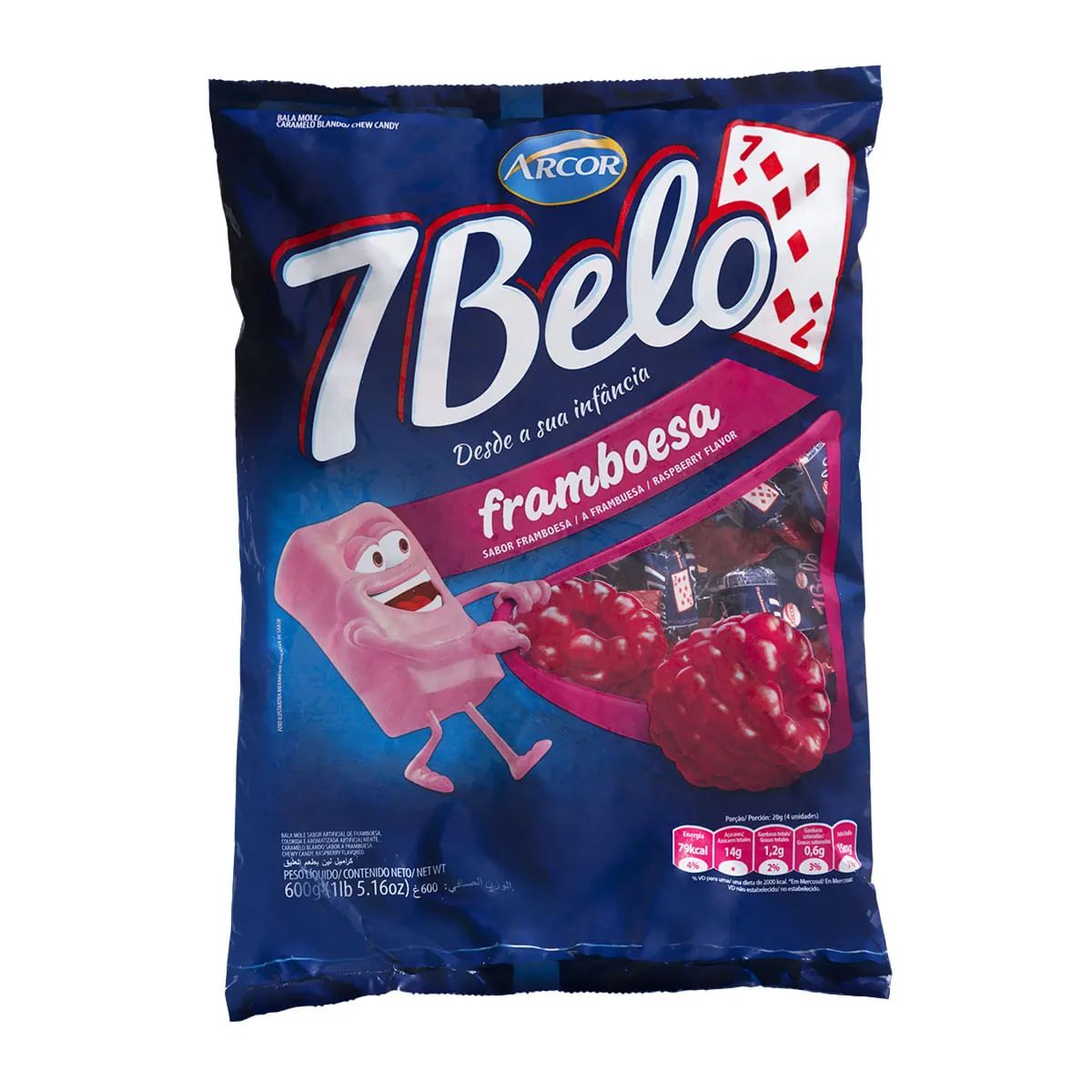 Bala Arcor 7 Belo 600g.framboesa