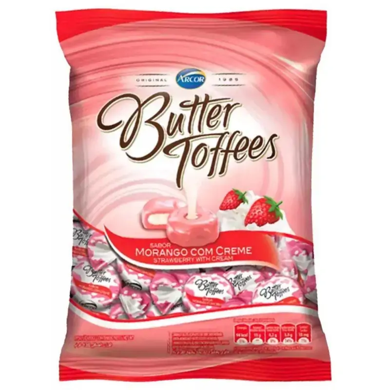 Bala Butter Toffer Morango 600g