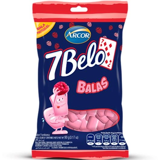 Bala Arcor 7 Belo Mastigavel 90g Framboesa