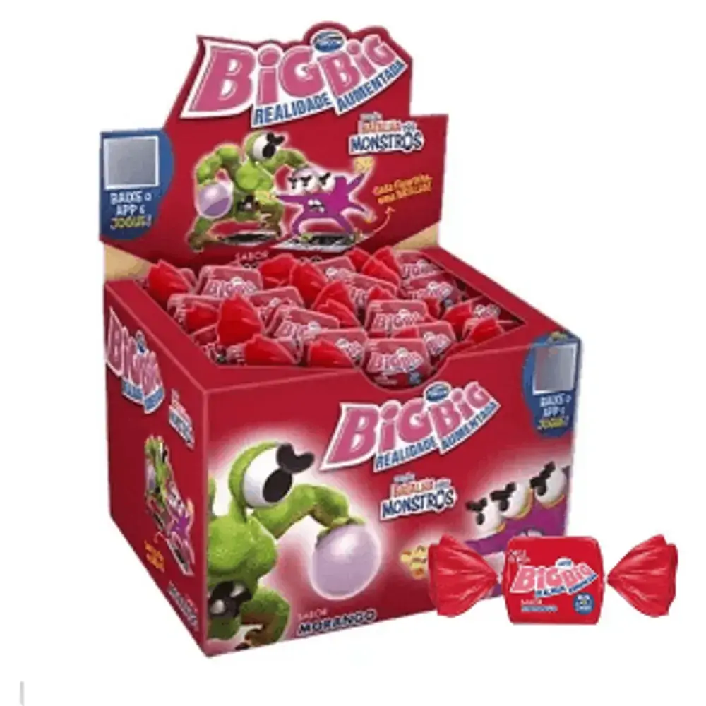 Chiclete Morango Big Big Caixa 315g Edição Batalha Dos Monstros
