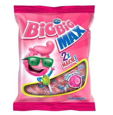 Pirulito Tutti Frutti Recheio Chicle Big Big Max Pacote 600g
