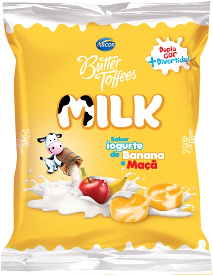 Bala Iorgurte De Banana E Maçã Butter Toffees Milk Caixa 480g 10 Unidades