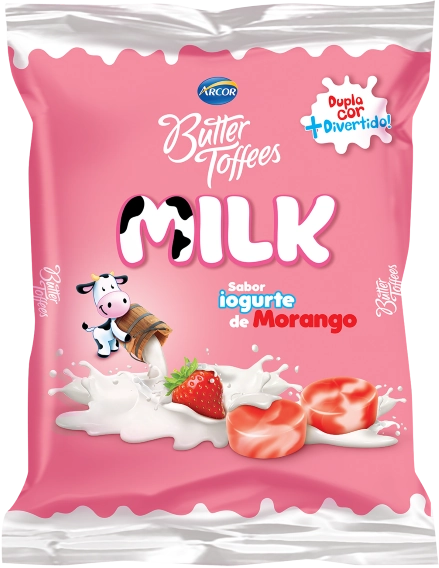 Bala Iogurte De Morango Butter Toffees Milk Caixa 480g 10 Unidades