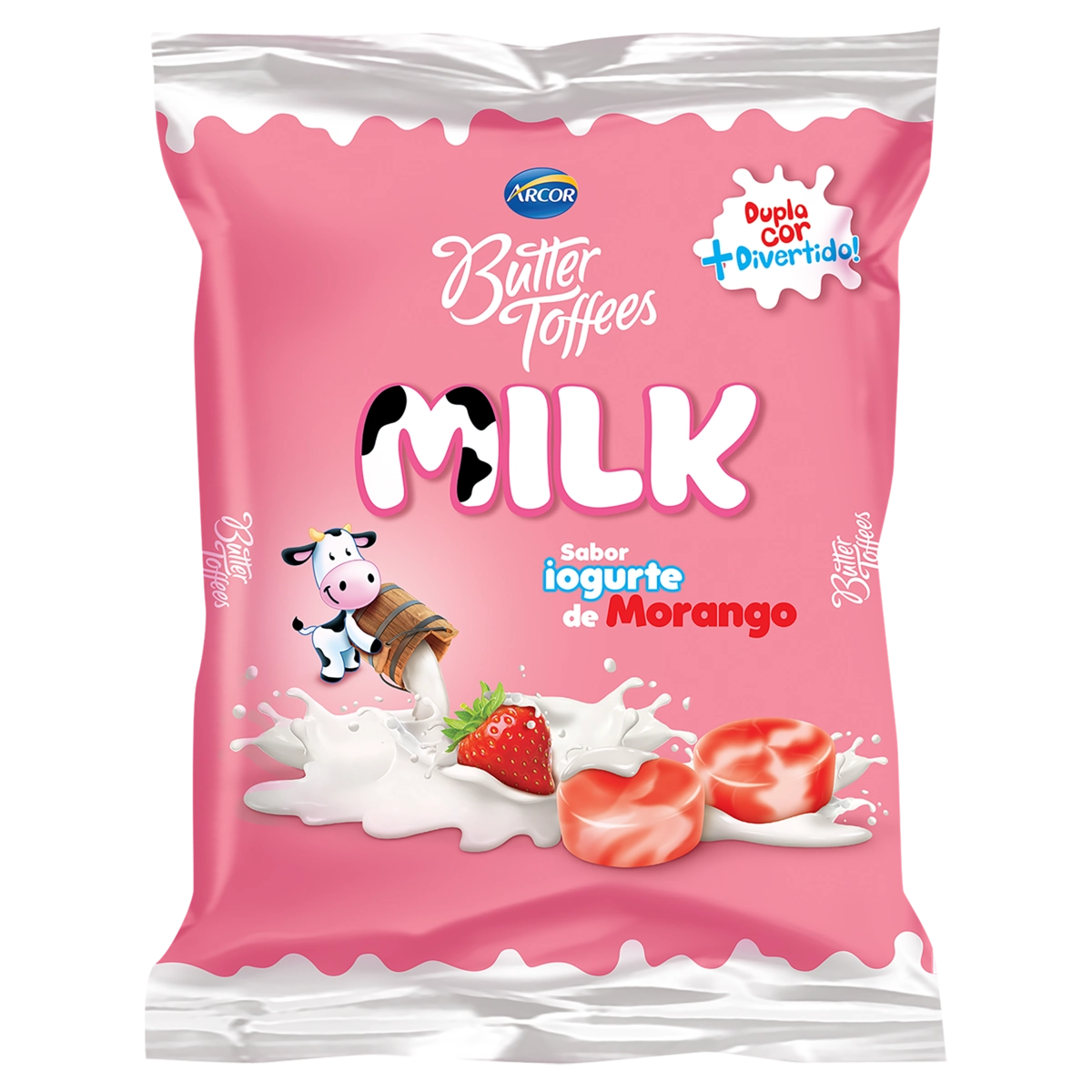 Bala Iogurte de Morango Butter Toffees Milk Pacote 48g