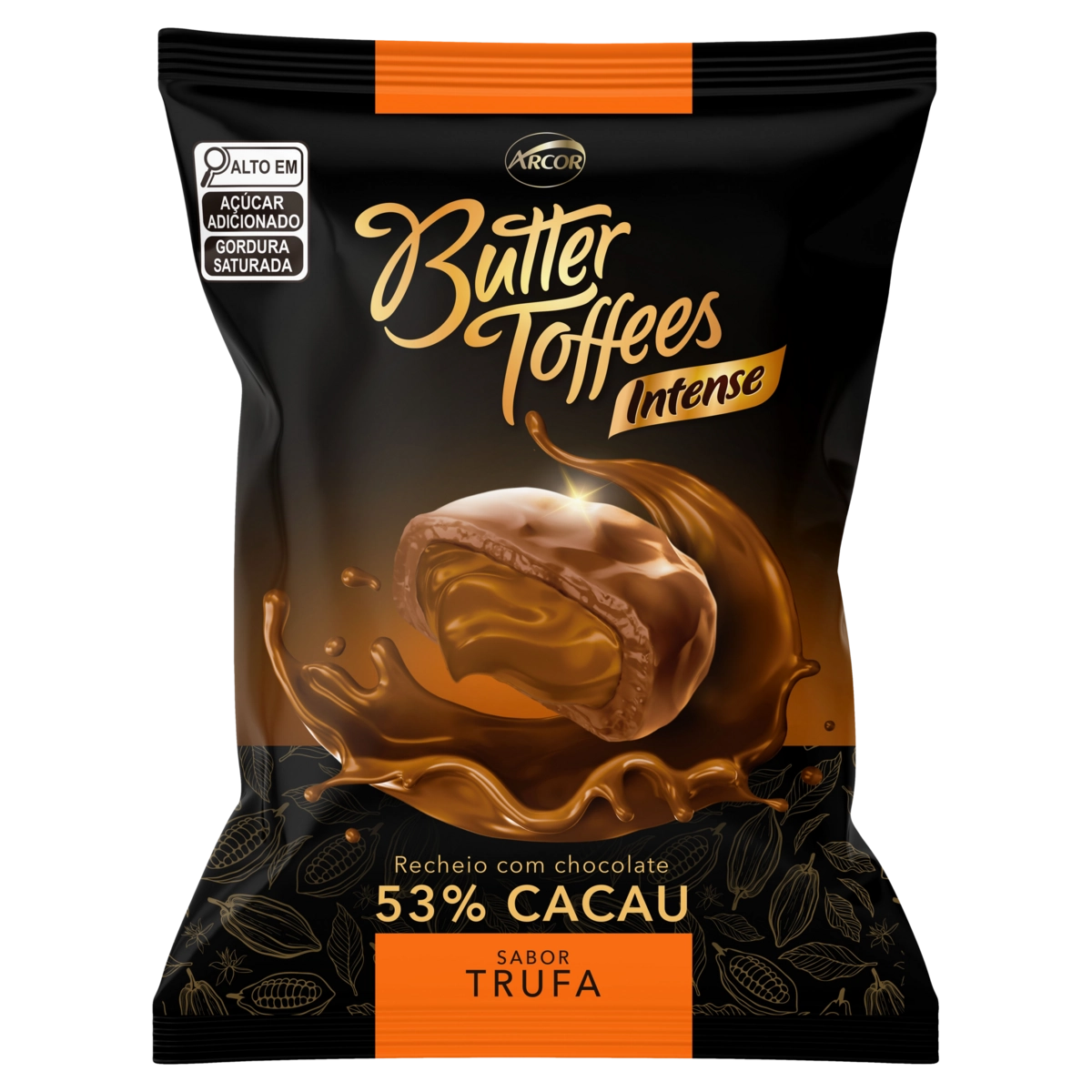 Bala Trufa Recheio Chocolate 53 Cacau Butter Toffees Intense Pacote 500g