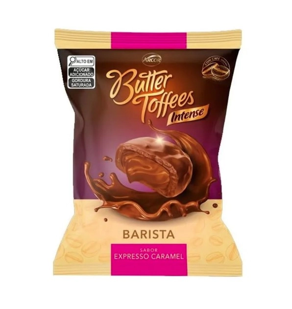 Bala Espresso Caramel Butter Toffees Intense Barista Pacote 500g