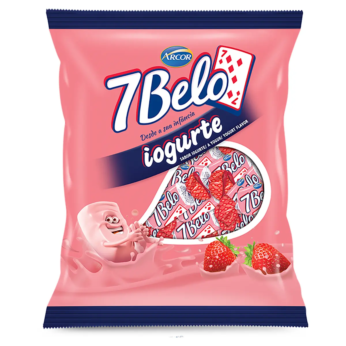 Bala Iogurte De Morango 7 Belo Pacote 90g