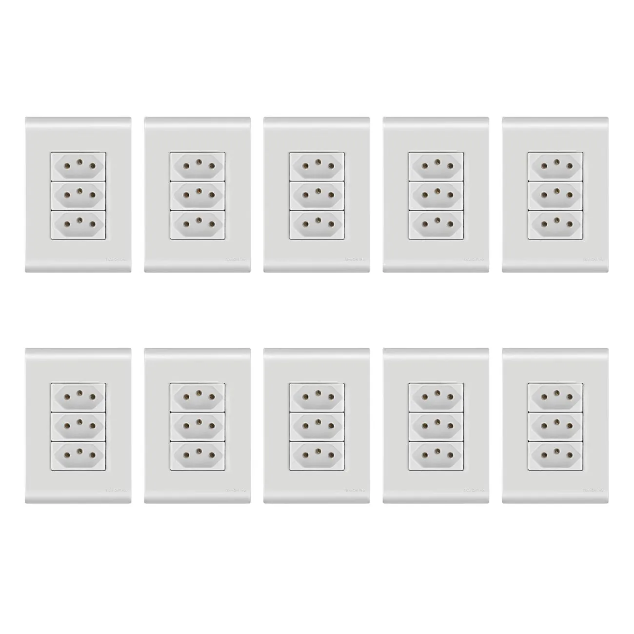 Tomada Tripla 20a/250v Com Placa 4x2 Liz Tramontina - 10 Un. Branco