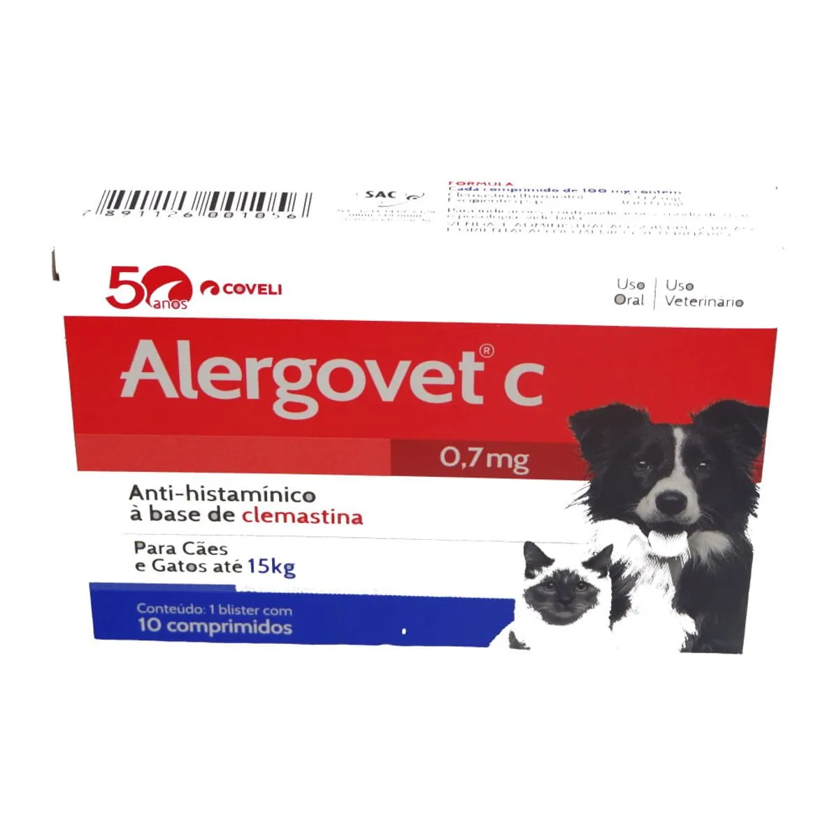 Alergovet C Coveli 10 Comprimidos 7mg